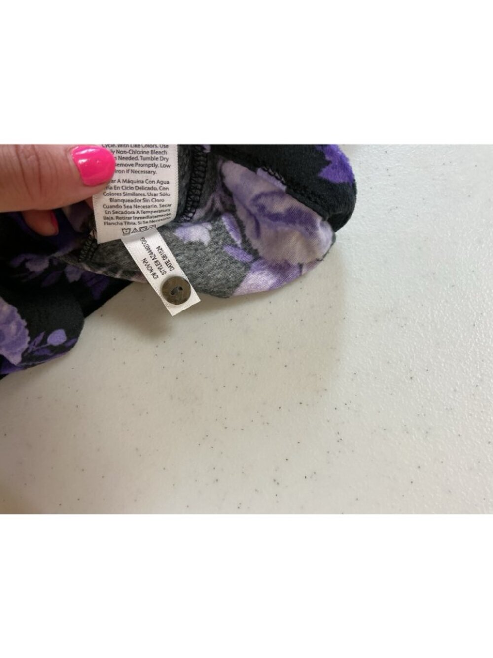 Purple Floral Velvet Night Gown Pajamas Womens Large - Picture 8 of 8